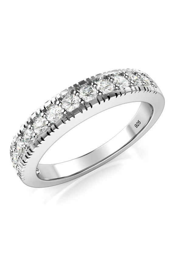 Sz 10 Sterling Silver 925 CZ Cubic Zirconia Wedding Band Ring