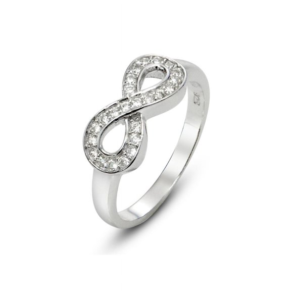 Andrea Jewelers Sz 12 Sterling Silver Cubic Zirconia Infinity Symbol CZ Wedding Band Ring