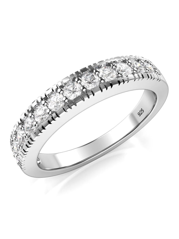 Sz 6 Sterling Silver 925 CZ Cubic Zirconia Wedding Band Ring