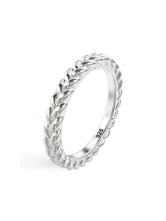 Sz 7 925 Sterling Silver Braid Style Stackable Eternity Ring