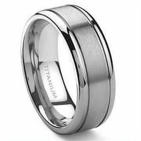 Andrea Jewelers Titanium 8mm Grooved Wedding Ring Sz 10.0
