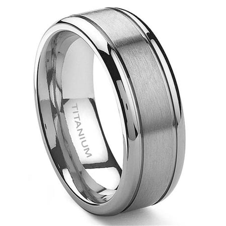 Andrea Jewelers Titanium 8mm Grooved Wedding Ring Sz 6.0