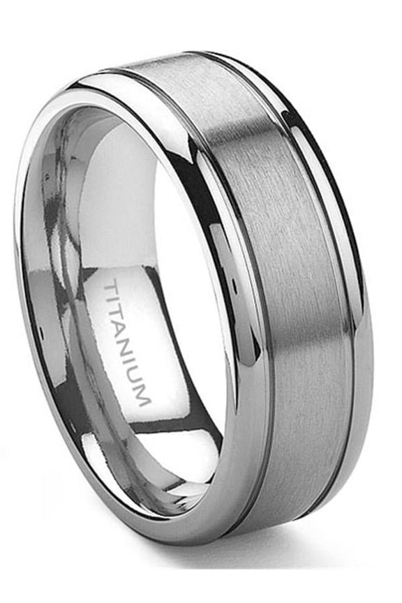 Titanium 8mm Grooved Wedding Ring Sz 6.0