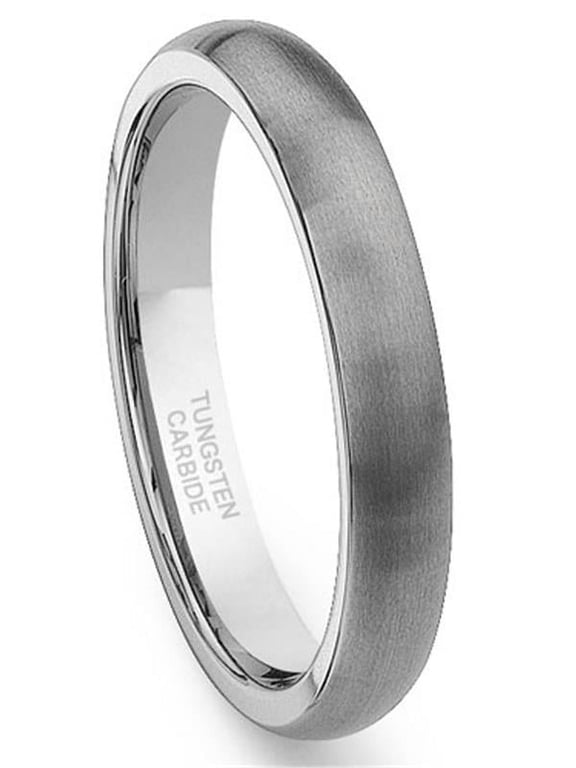 Tungsten Carbide 4mm Brushed Dome Wedding Band Ring Sz 7.0