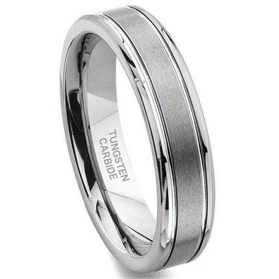 Andrea Jewelers Tungsten Carbide 6MM Grooved Wedding Band Ring Sz 13.0