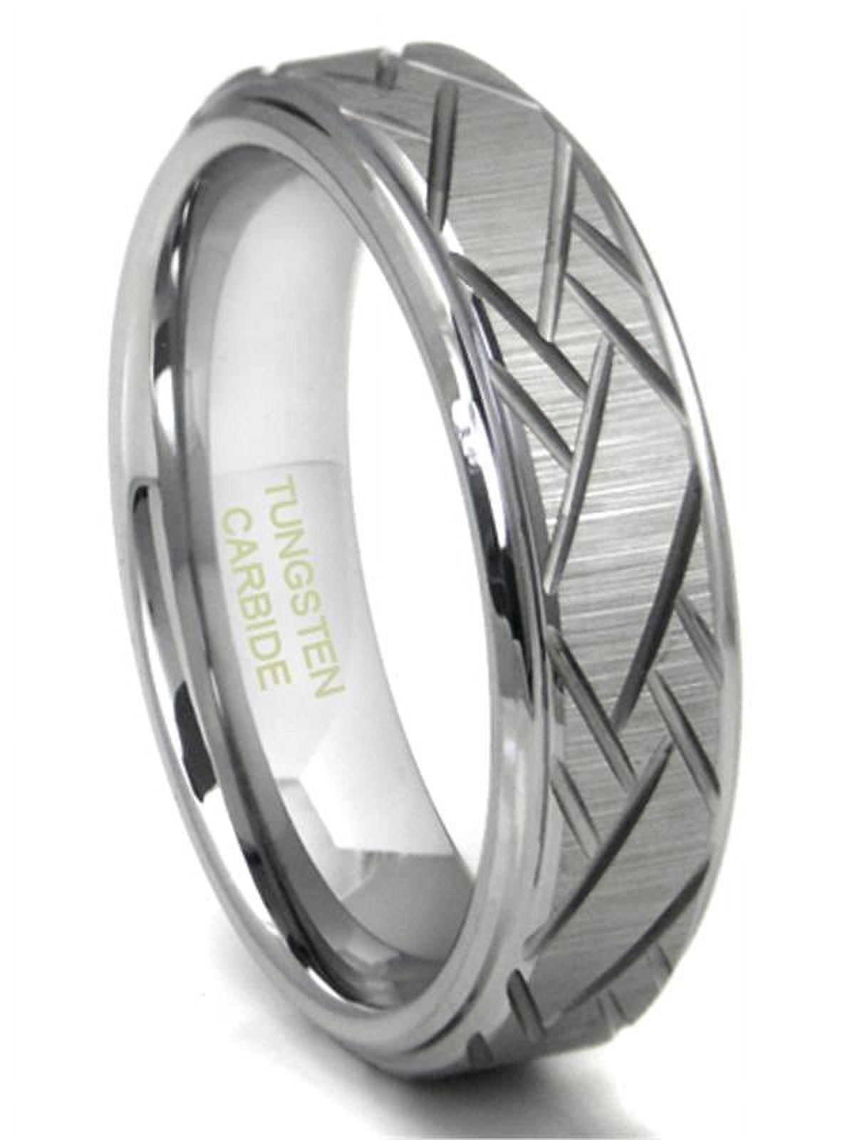 Andrea Jewelers Tungsten Carbide Diagonal Groove Wedding Band Ring Sz 7 Andrea Jewelers Tungsten Carbide Diagonal Groove Wedding Band Ring Sz 7