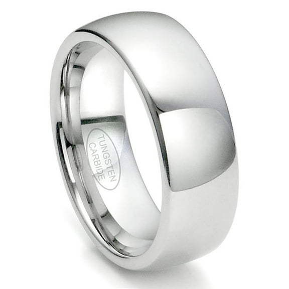 Andrea Jewelers White Tungsten Carbide 8MM Plain Dome Wedding Ring Sz 10.0