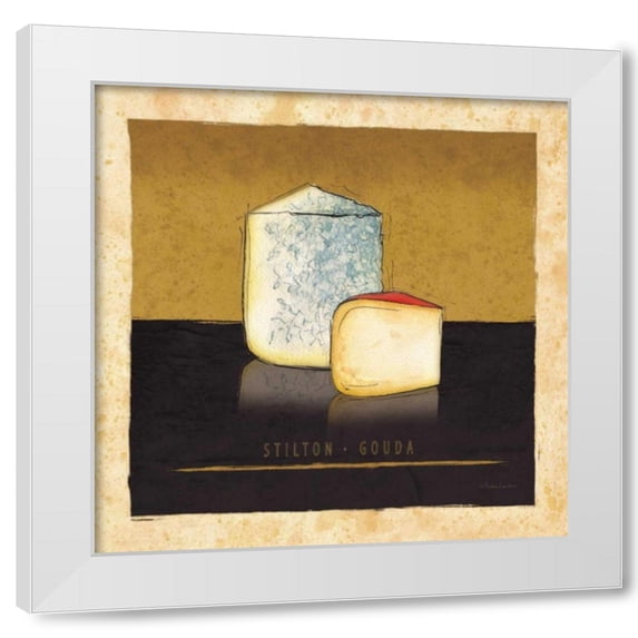 Andrea Laliberte 20x20 White Modern Wood Framed Wall Art Titled - Cheeses II