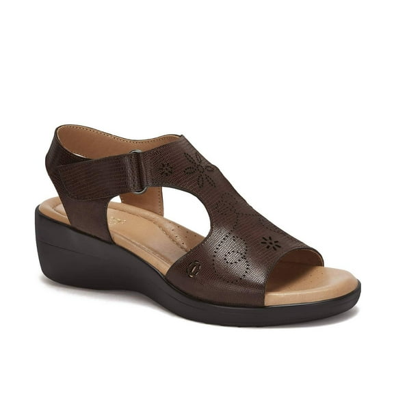 Andrea Leather Wedge Sandals With Plush Footbed 54598