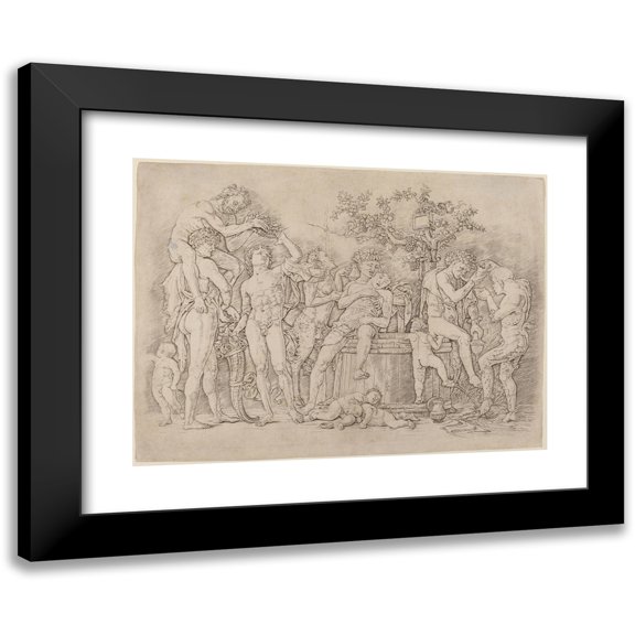 Andrea Mantegna 14x11 Black Modern Framed Museum Art Print Titled - Bacchanal with a Wine Vat (C. 1475)