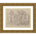 thumbnail image 1 of Andrea Mantegna 24x19 Gold Ornate Framed and Double Matted Museum Art Print Titled - Bacchanal with a Wine Vat (C. 1475), 1 of 4