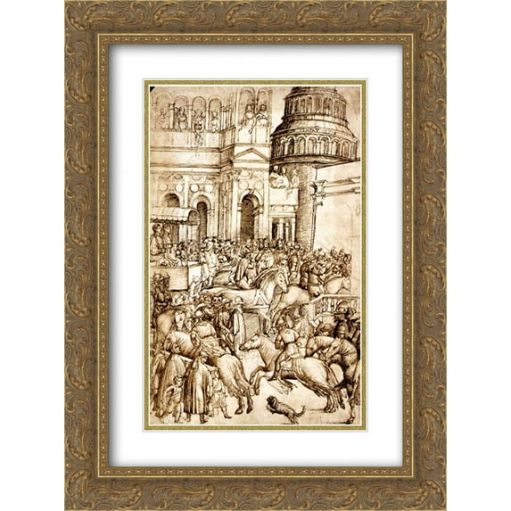 Andrea Mantegna 2x Matted 18x24 Gold Ornate Framed Art Print 'The Triumph and Vespasian de Titus'