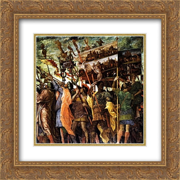 Andrea Mantegna 2x Matted 20x20 Gold Ornate Framed Art Print 'Trumpeters'
