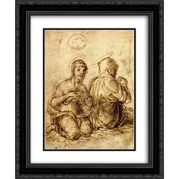 Andrea Mantegna 2x Matted 20x24 Black Ornate Framed Art Print 'Two holy women in prayer'