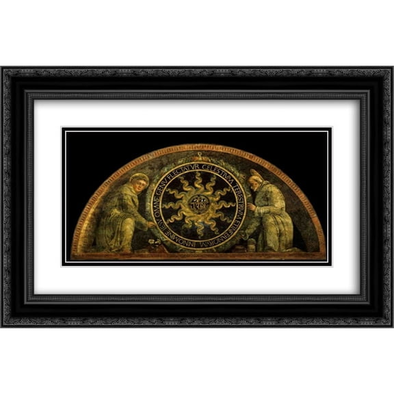 Andrea Mantegna 2x Matted 24x16 Black Ornate Framed Art Print 'Saint Anthony of Padua and St. Bernardine of Siena presenting the monogram of Christ'