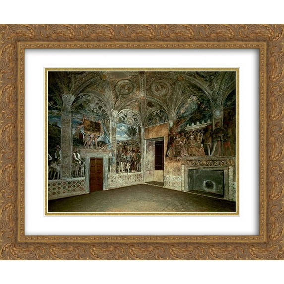 Andrea Mantegna 2x Matted 24x20 Gold Ornate Framed Art Print 'View of the West and North Walls'