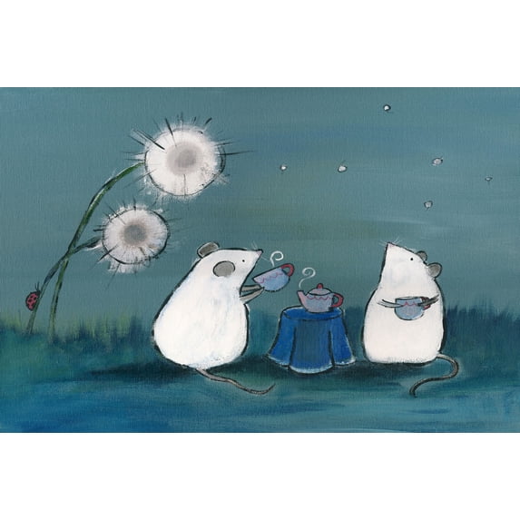 "Andrea Mouse Tea Party" Painting Print on Wrapped Canvas