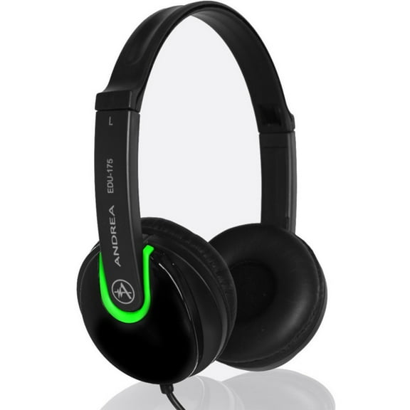 Andrea Noise-Cancelling On-Ear Headphones, Black, EDU-175