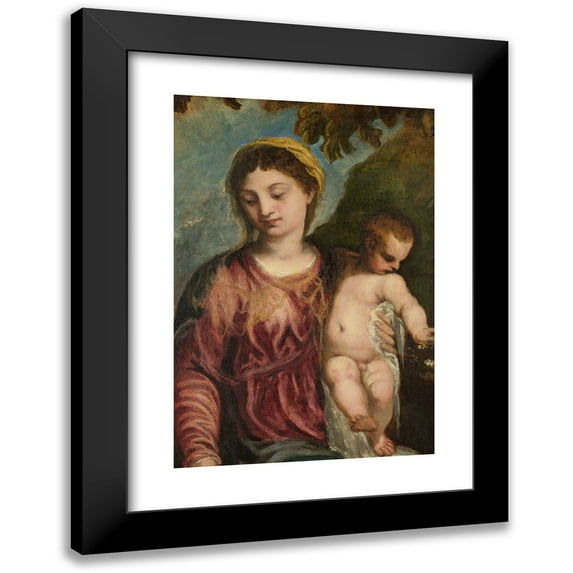Andrea Schiavone 11x14 Black Modern Framed Museum Art Print Titled - Madonna and Child