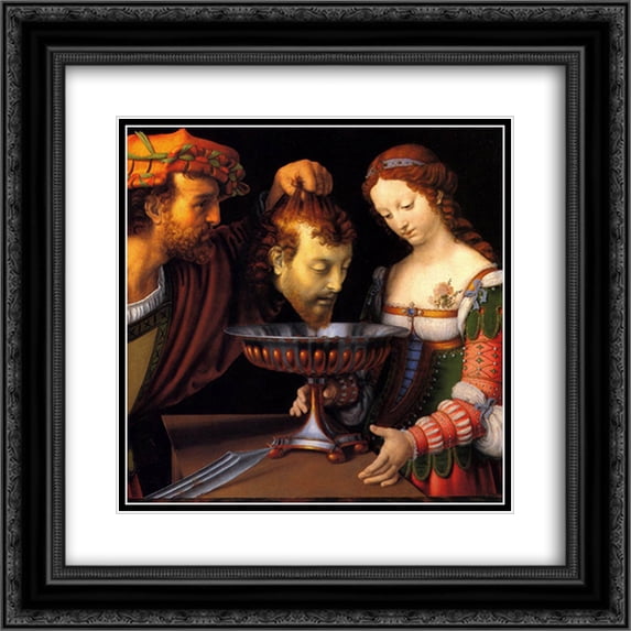 Andrea Solario 2x Matted 20x20 Black Ornate Framed Art Print 'Salome with the head of John the Baptist'