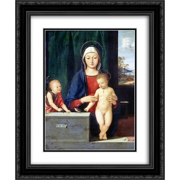 Andrea Solario 2x Matted 20x24 Black Ornate Framed Art Print 'Virgin and Child'