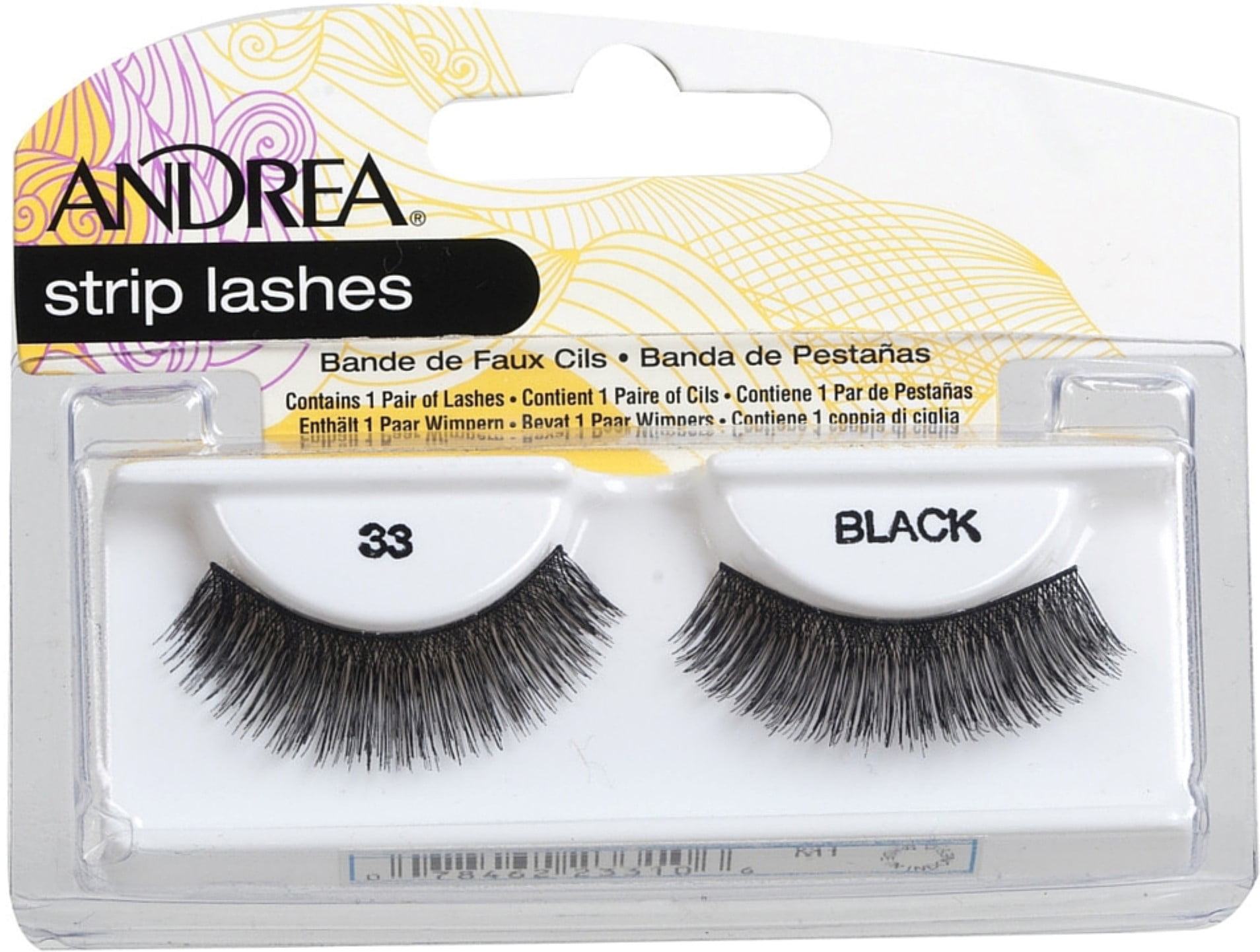 Andrea Strip Lashes, Black [33] 1 pair (Pack of 6)