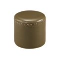 thumbnail image 1 of Andrea Transitional 15.5" Round Ottoman Footstool, Green Faux Leather, 1 of 2
