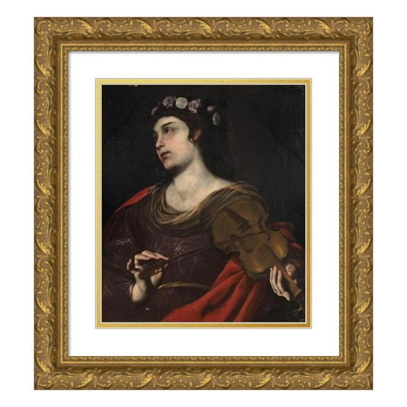 Andrea Vaccaro 12x14 Gold Ornate Wood Frame and Double Matted Museum Art Print Titled - Saint Cecilia