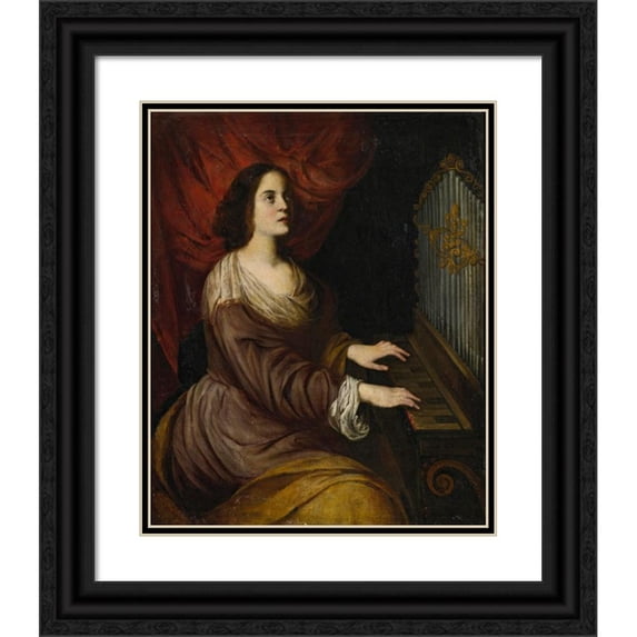 Andrea Vaccaro 15x18 Black Ornate Wood Framed Double Matted Museum Art Print Titled - St. Cecilia