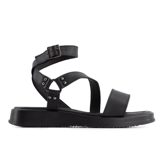 Andrea Women's Flat Sandals with Ankle Strap 69427 - Black