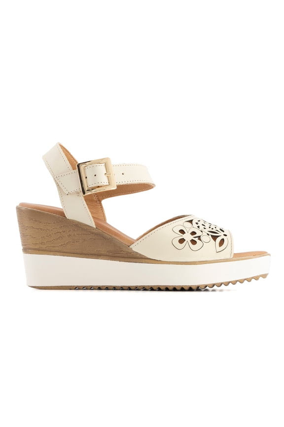 Women's Ivory Wedge Heel Ankle Strap Platform Sandals 68321