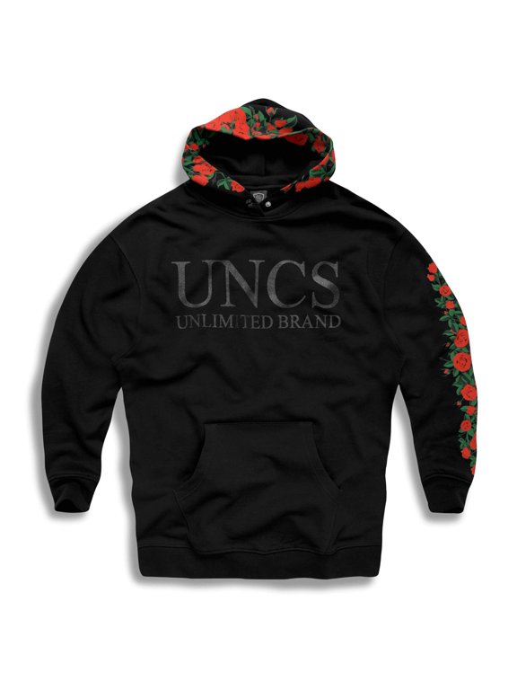 Andrea Women's Oversize Sweatshirt Jacket with Hood, Printed Roses, UNCS - Unlimited Clothing Style