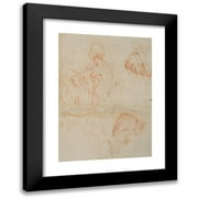 Andrea del Sarto 14x18 Black Modern Framed Museum Art Print Titled - Figure Study and Face 1522-1526