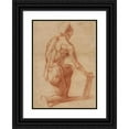 thumbnail image 1 of Andrea del Sarto 18x24 Black Ornate Framed Double Matted Museum Art Print Titled: Study of a Kneeling Figure with a Sketch of a Face (1522-1526), 1 of 5