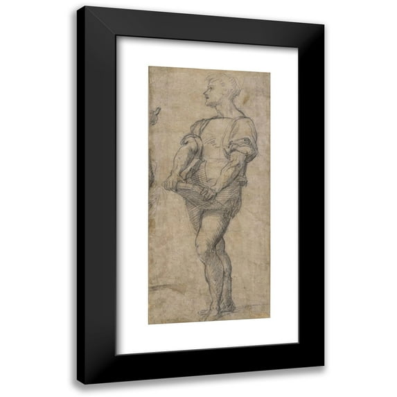 Andrea del Sarto 8x14 Black Modern Framed Museum Art Print Titled - Standing Youth Holding a Book (Between 1514 and 1515)