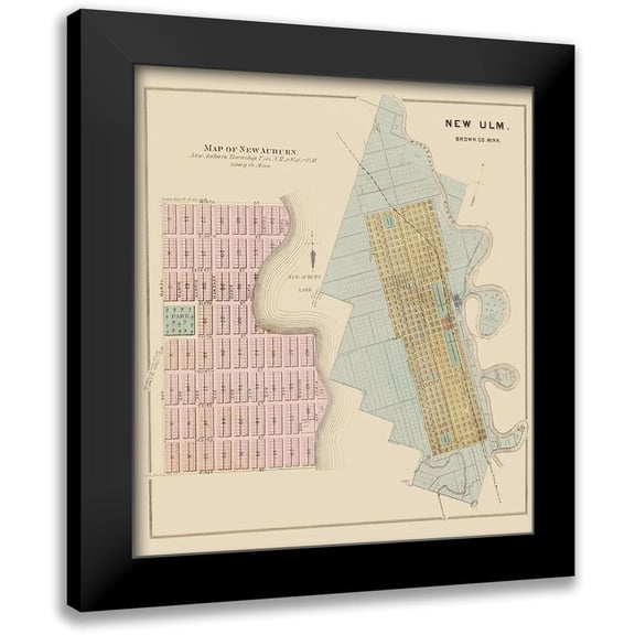 Andreas 12x13 Black Modern Framed Museum Art Print Titled - New Auburn, New Ulm Minnesota - Andreas 1874