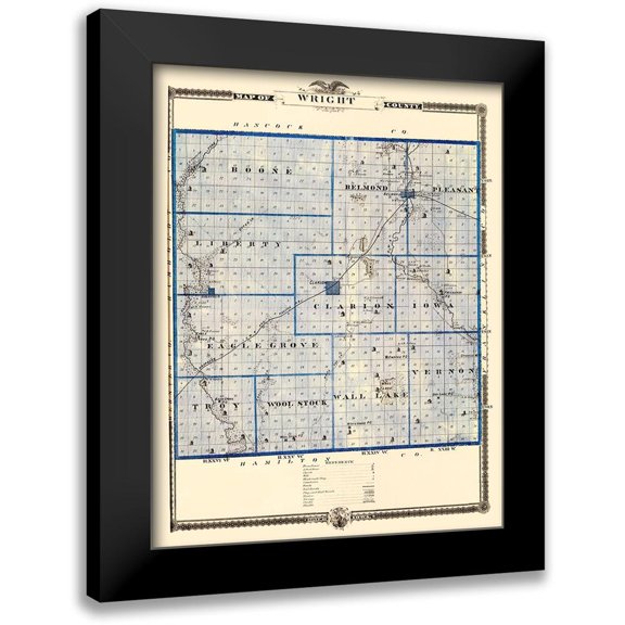 Andreas 12x14 Black Modern Framed Museum Art Print Titled - Wright Iowa Landowner - Andreas 1874