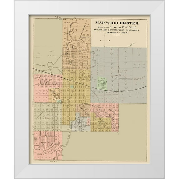 Andreas 12x14 White Modern Wood Framed Museum Art Print Titled - Rochester Minnesota - Andreas 1874