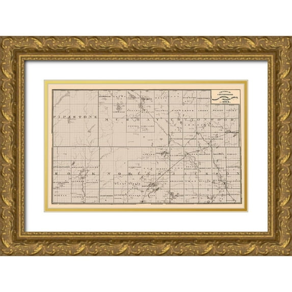 Andreas 14x10 Gold Ornate Wood Framed with Double Matting Museum Art Print Titled - Cottonwood Murray Jackson Nobles Rock Minnesota