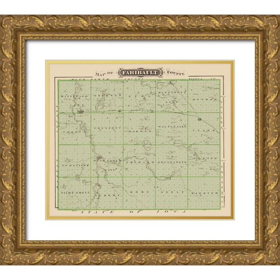 Andreas 14x12 Gold Ornate Wood Framed with Double Matting Museum Art Print Titled - Faribault Minnesota Landowner - Andreas 1874