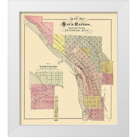 Andreas 15x17 White Modern Wood Framed Museum Art Print Titled - Sauk Rapids Minnesota Landowner - Andreas 1876