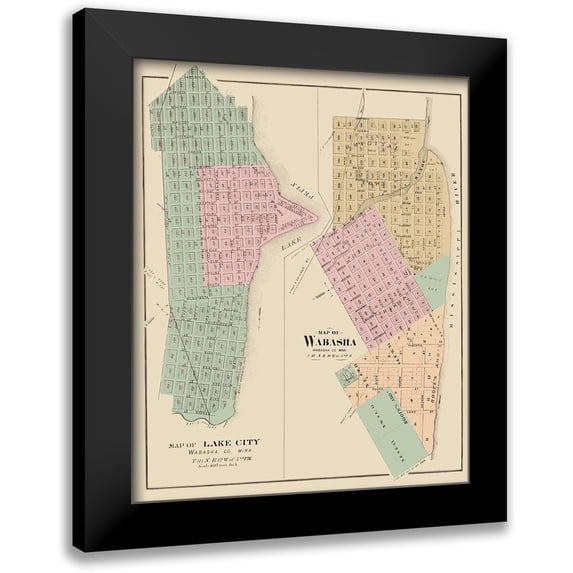 Andreas 15x18 Black Modern Framed Museum Art Print Titled - Wabasha, Lake City Minnesota - Andreas 1874
