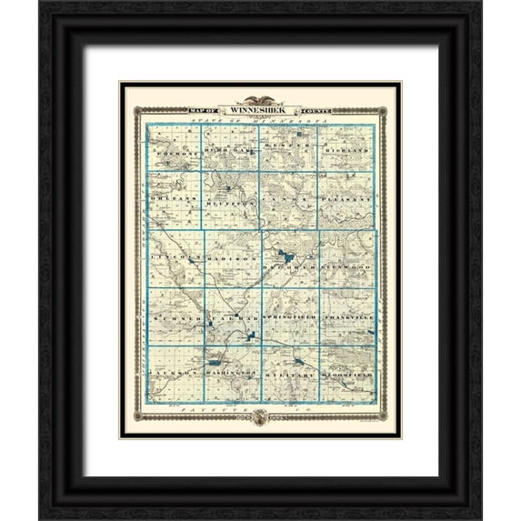 Andreas 15x18 Black Ornate Wood Framed with Double Matting Museum Art Print Titled - Winneshiek Iowa Landowner - Andreas 1874