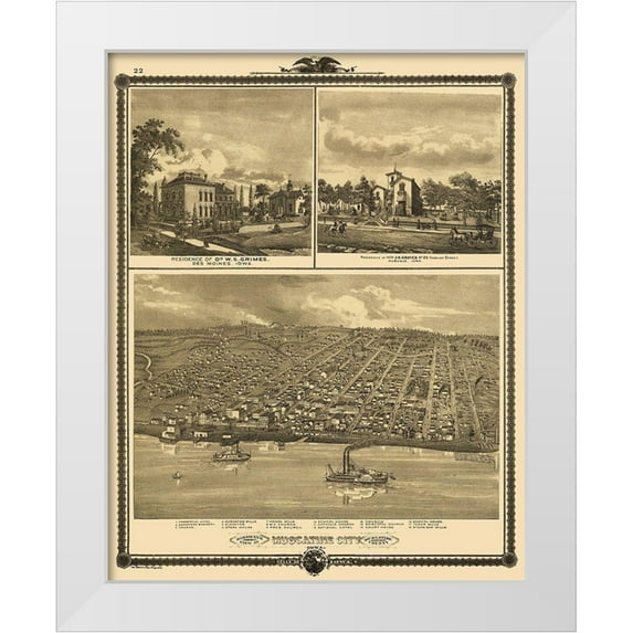Andreas 15x18 White Modern Wood Framed Museum Art Print Titled - Muscatine Iowa - Andreas 1875