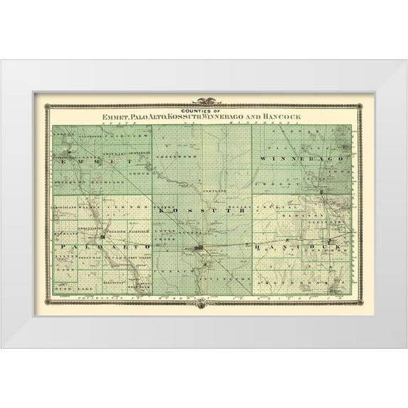 Andreas 18x13 White Modern Wood Framed Museum Art Print Titled - Palo Alto Iowa Landowner - Andreas 1874