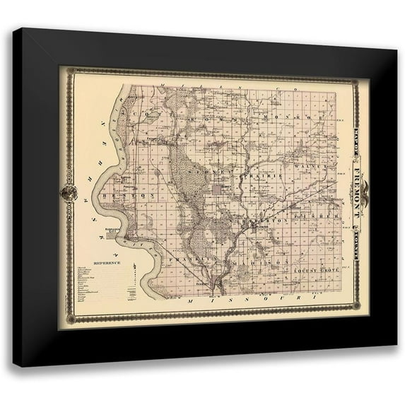 Andreas 18x15 Black Modern Framed Museum Art Print Titled - Fremont Iowa Landowner - Andreas 1875
