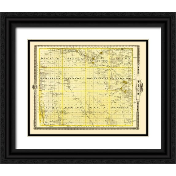 Andreas 18x15 Black Ornate Wood Framed with Double Matting Museum Art Print Titled - Howard Iowa Landowner - Andreas 1874