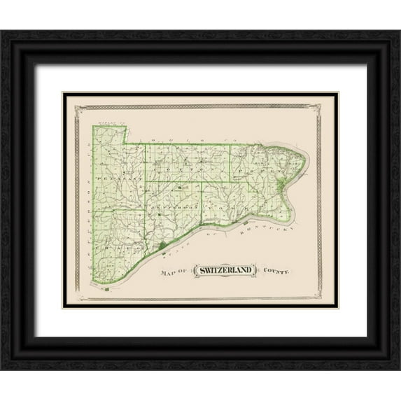Andreas 18x15 Black Ornate Wood Framed with Double Matting Museum Art Print Titled - Switzerland Indiana - Andreas 1876