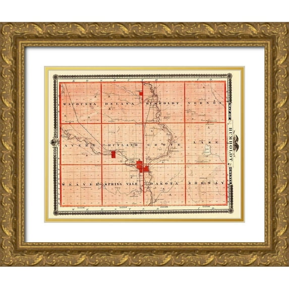 Andreas 18x15 Gold Ornate Wood Framed with Double Matting Museum Art Print Titled - Humboldt Iowa Landowner - Andreas 1874