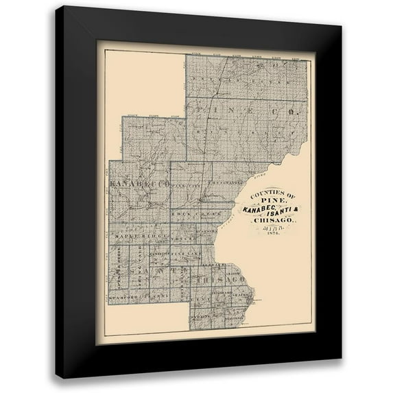 Andreas 19x24 Black Modern Framed Museum Art Print Titled - Kanabec Isanti Chisago Minnesota Landowner